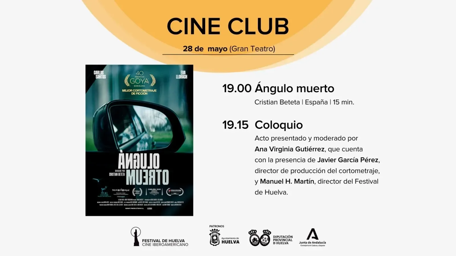 El Festival de Huelva lanza su Cine Club con el cortometraje ganador del Goya ‘Ángulo Muerto