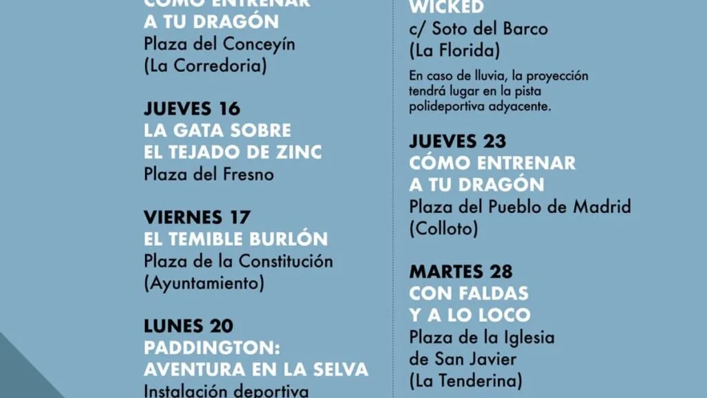 Oviedo ofrece diez funciones de cine al aire libre durante julio en distintos barrios